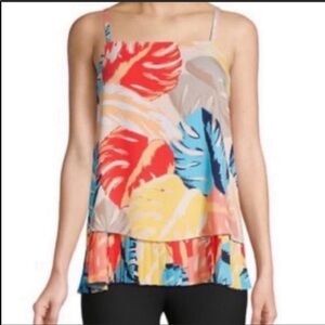Laundry by Shelli Segal tropical Pleated Tank Flow Med
